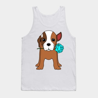 Crazy dog with a rose Tank Top